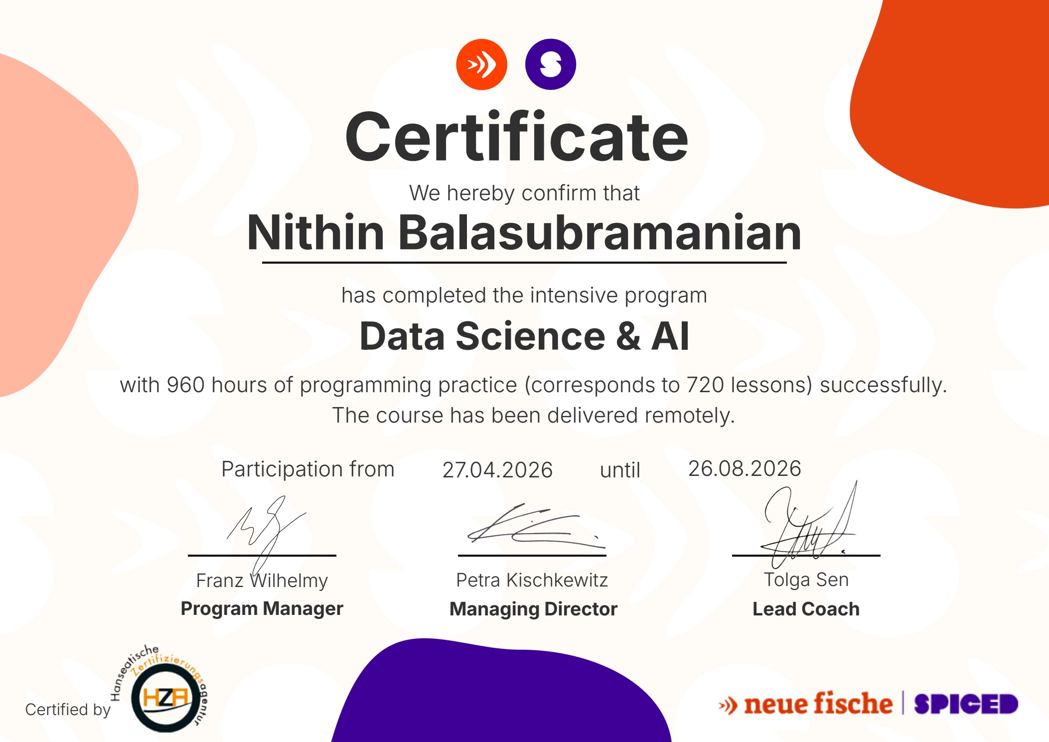 IHK Data Science & AI Certificate Preview